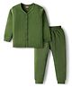 Babyhug Knit Full Sleeves Solid Front Open Thermal Set - Olive Green