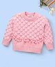 Mark & Mia Full Sleeves Pullover Sweater with Scale Knit Design & Pop Pom Detailing - Pink