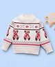 Mark & Mia Full Sleeves Pullover Sweater with Teddy Design - White