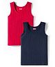 Babyhug Knit Solid Color Thermal Vests Pack of 2 - Red & Navy Blue