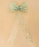 Aye Candy Polka Dots Foil Detailed Bow Designed Hair Clip - Teal