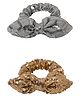 Aye Candy Set Of 2 Bow Applique Detailed Sequins Embellished Scrunchies - Gold & Silver