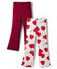 Primo Gino Knit Full Length Flared Leggings With Heart Print Pack Of 2 - Red & White