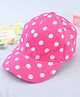 Babyhug Cotton Woven Cap With Polka Dot Print Pink - Diameter 15 cm