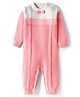 Babyhug Sweater Knit Full Sleeves Winter Wear Romper with Cable Knit Design & Bow Applique - Pink