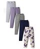 Primo Gino Cotton Elastane Knit Full Length Leggings With Bow Print Pack Of 5 - Multicolour