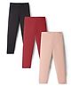 Primo Gino Cotton Knit Full Sleeves Solid Color Leggings Pack of 3 - Black Peach & Red