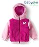 Babyoye Woven Full Sleeves Hooded Jacket with Butterfly Patch - Pink