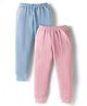 Babyhug Knit Full Length Solid Color Thermal Leggings Pack of 2 - Light Blue & Pink