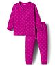 Babyhug Knit Full Sleeves Thermal Inner Wear Set With Heart Print - Fuchsia