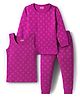 Babyhug Knit Full Sleeves Thermal Inner Wear With Heart Print - Fuschia