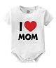 Baby Buzz 100% Cotton Knit Half Sleeves I Love Mom Text Printed Onesie - White