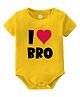Baby Buzz 100% Cotton Knit Raksha Bandhan Theme Half Sleeves I Love Bro Text Printed Onesie - Yellow