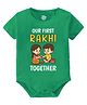 Baby Buzz 100% Cotton Knit Raksha Bandhan Theme Half Sleeves Our First Rakhi Together Text Printed Onesie - Green