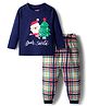 Babyhug Cotton Knit Full Sleeves Night Suit With Santa Print - Navy Blue