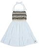 My Milestones Cotton Woven Sleeveless Chevron Crochet Designed Dress - White