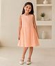 My Milestones Cotton Woven Sleeveless Solid Dress - Peach