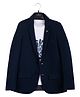 Charchit Cotton Blend Woven Full Sleeves Solid Blazer With Take The Risk Text Printed Tee Set - Turquoise Blue
