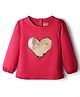 Babyhug 100 % Cotton Knit Full Sleeves Top with Sequined Heart - Red