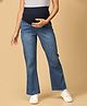 The Mom Store Denim Woven Mild Washed Maternity Jeans With Belly Support - Blue