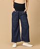 The Mom Store Denim Woven Solid Maternity Cargo Jeans With Belly Support - Dark Blue