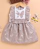 blushh berry Cotton Blend Knit Sleeveless Floral & Butterfly Embroidered Dress - Beige