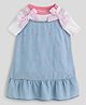 One Friday Woven Hearts Embroidered Bow Applique Detailed Dress With Half Sleeves Top - Blue