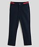 One Friday Cotton Woven Solid Trousers - Navy Blue