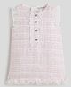 One Friday Woven Frill Sleeves Checked & Sequins Embellished Dress - Pink