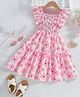 Bolly Lounge Cotton Blend Woven Sleeveless Floral Printed Smock & Frill Detailed Tiered Dress - Pink