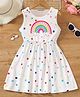 Bolly Lounge Cotton Blend Knit Sleeveless Polka Dots & Rainbow Printed Dress - White