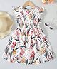 Bolly Lounge Cotton Blend Woven Frill Sleeves Floral Printed Dress - White