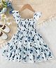 Bolly Lounge Cotton Blend Woven Sleeveless Floral Printed Smocked Dress - Blue