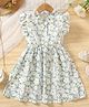 Bolly Lounge Cotton Blend Woven Frill Sleeves Floral Printed Dress - Turquoise