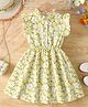 Bolly Lounge Cotton Blend Woven Frill Sleeves Floral Printed Dress - Yellow