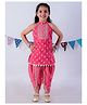 Bolly Lounge Cotton Blend Woven Sleeveless Floral Printed Gota Lace Embellished Dhoti Kurta Set - Pink