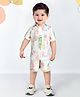 MASHUP Cotton Woven Half Sleeves Ice Cream Printed Shirt & Coordinating Shorts With Tee Set - White