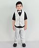 MASHUP Satin Woven Full Sleeves Textured 3 Piece Party Suit With Bow - Grey