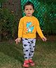 MASHUP Cotton Knit Full Sleeves Fun Time Text Printed Tee & Pajama Set - Yellow