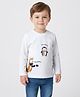 Bonfino 100% Cotton Knit Full Sleeves T-Shirt With Penguin Print - White