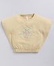 giniekids Knit Half Sleeves Pearls Embellished Star Patch Detailed Crop Top - Beige