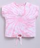 giniekids Cotton Knit Half Sleeves Tie Dye & Butterfly Applique Top - Pink
