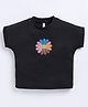 giniekids Knit Half Sleeves Sequins Embellished Floral Designed Top - Black