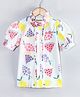 Hugsntugs Cotton Woven Half Puffed Sleeves Fruits Printed Top - White