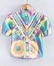 Hugsntugs Cotton Woven Half Puffed Sleeves Abstract Printed Lace Detailed Shirt Style Top - Multi Colour