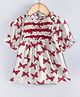 Hugsntugs Cotton Woven Half Peasant Sleeves Bows Printed Lace Detailed Top - Off White
