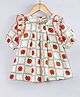 Hugsntugs Cotton Woven Half Sleeves Tomatoes Printed Top - Off White & Red