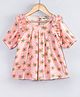Hugsntugs Cotton Woven Half Sleeves Flower Printed Top - Pink