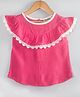 Hugsntugs Cotton Woven Sleeveless Lace Detailed Top - Pink