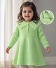 Babyhug Knitted Full Sleeves Woollen Dress With Floral Embroidery - Lime Green